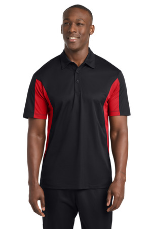 Sport-Tek TST655 Tall Side Blocked Micropique Sport-Wick Polo in Black/ True Red