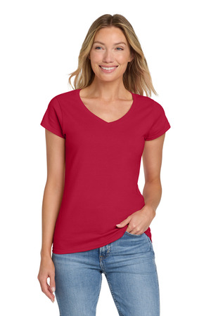 Gildan 64V00L Softstyle Women's Fit V-Neck T-Shirt in Cherry Red