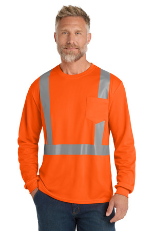 CornerStone CS201 ANSI 107 Class 2 Mesh Long Sleeve Tee in Safety Orange
