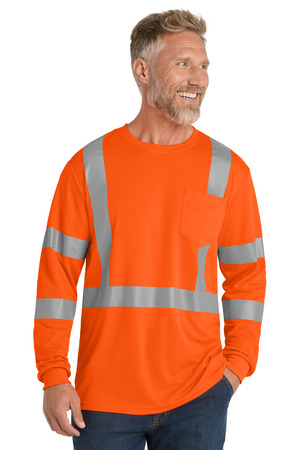 CornerStone CS203 ANSI 107 Class 3 Mesh Long Sleeve Tee in Safety Orange