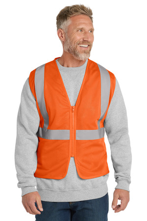CornerStone CSV101 ANSI 107 Class 2 Economy Mesh Zippered Vest in Safety Orange