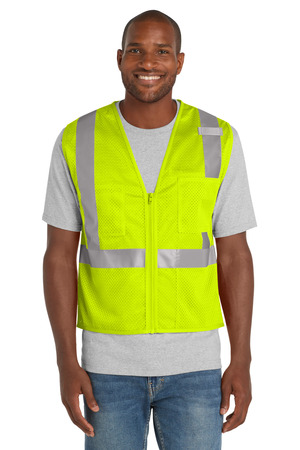 CornerStone CSV102 ANSI 107 Class 2 Mesh Zippered Vest in Safety Yellow