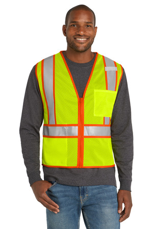 CornerStone CSV103 ANSI 107 Class 2 Mesh Zippered Two-Tone Vest in Safety Yellow