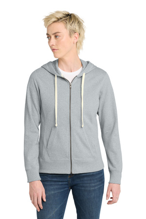 District DT8103 Women's Re-Fleece Full-Zip Hoodie in Light Heather Grey