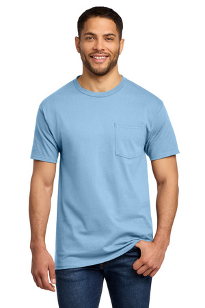 Port & Company PC61P Essential Pocket Tee in Light Blue