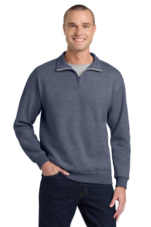 Jerzees 995M NuBlend 1/4-Zip Cadet Collar Sweatshirt in Vintage Heather Navy