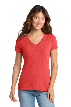 Port & Company LPC330V Women's Tri-Blend V-Neck Tee in Bright Red Heather