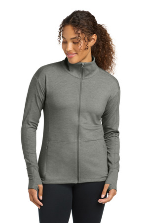 Sport-Tek LST560 Women's Sport-Wick Flex Fleece Full-Zip in Light Grey Heather
