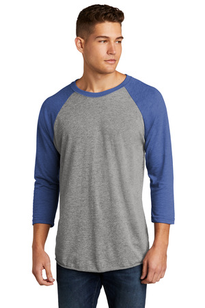 Next Level Apparel NL6051 Adult Tri-Blend 3/4-Sleeve Raglan Tee in VTG Royal/ Prem Hthr