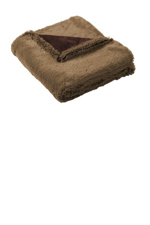 Port Authority BP45 Faux Fur Blanket in Fawn/ Espresso Brown
