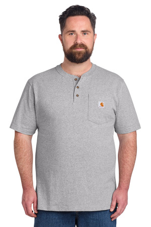 Carhartt CTK84 Short Sleeve Henley T-Shirt in Heather Grey