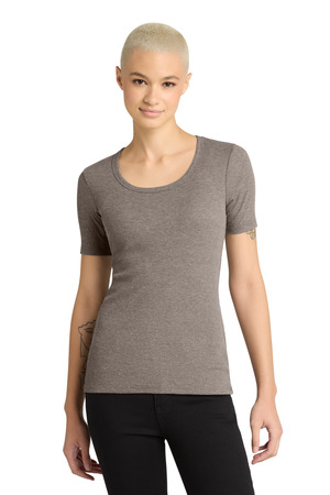 District DT6020 Women's V.I.T. Rib Scoop Neck Tee in Grey Frost