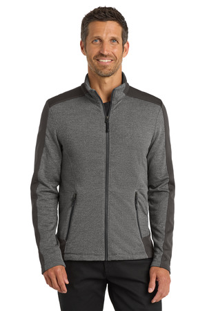 Port Authority F239 Grid Fleece Jacket in Grey Smoke Heather/ Grey Smoke