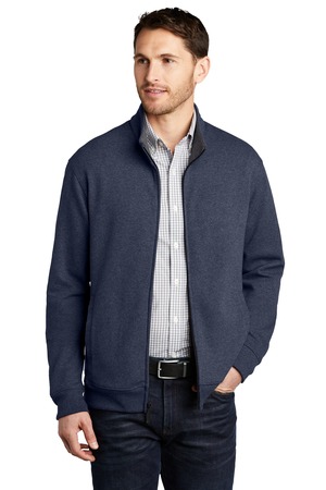 Port Authority K809 Interlock Full-Zip in Estate Blue Heather/ Charcoal Heather