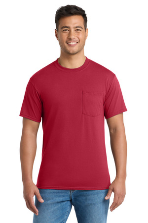Port & Company PC55PT Tall Core Blend Pocket Tee in Red