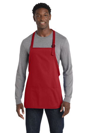 Port Authority A510 Medium-Length Apron with Pouch Pockets in Red