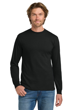 Gildan 5400 Heavy Cotton 100% Cotton Long Sleeve T-Shirt in Black