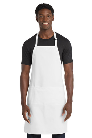 Port Authority A700 Easy Care Extra Long Bib Apron with Stain Release in White