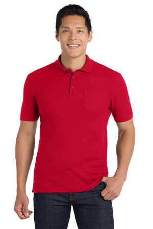 Port Authority K100P Core Classic Pique Pocket Polo in Rich Red
