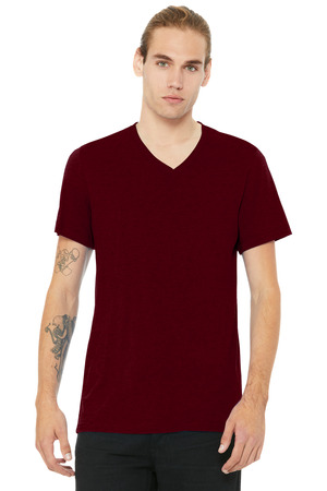 BELLA+CANVAS BC3005CVC Unisex Heather CVC V-Neck Tee in Heather Cardinal