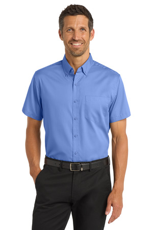 Port Authority S664 Short Sleeve SuperPro Twill Shirt in Ultramarine Blue