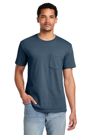 Port & Company PC099P Beach Wash Garment-Dyed Pocket Tee in Denim Blue