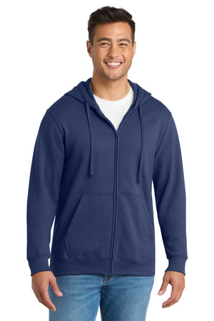 Port & Company PC850ZH Fan Favorite Fleece Full-Zip Hooded Sweatshirt in Team Navy