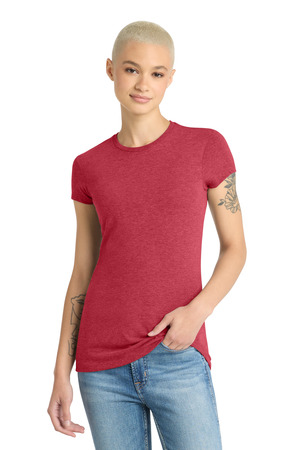 District DT155 Women's Fitted Perfect Tri Tee in Red Frost