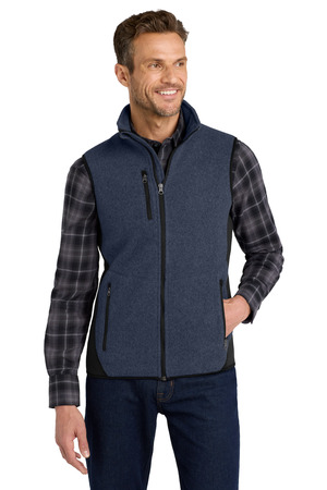 Port Authority F228 R-Tek Pro Fleece Full-Zip Vest in Navy Heather/ Black