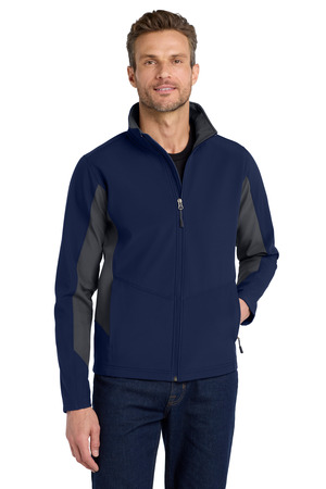 Port Authority J318 Core Colorblock Soft Shell Jacket in Dress Blue Navy/ Battleship Grey