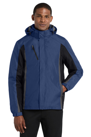 Port Authority J321 Colorblock 3-in-1 Jacket in Admiral Blue/ Black/ Magnet