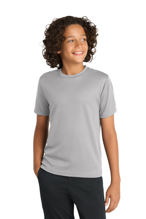 Sport-Tek YST340 Youth PosiCharge RacerMesh Tee in Silver