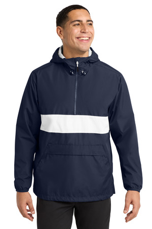 Sport-Tek JST65 Zipped Pocket Anorak in True Navy/ White