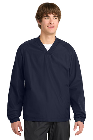 Sport-Tek JST72 V-Neck Raglan Wind Shirt in True Navy