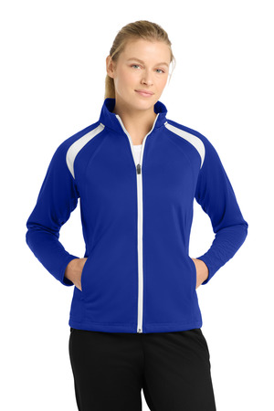 Sport-Tek LST90 Women's Tricot Track Jacket in True Royal/ White