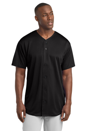 Sport-Tek ST220 PosiCharge Tough Mesh Full-Button Jersey in Black