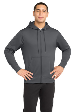Sport-Tek ST238 Sport-Wick Fleece Full-Zip Hooded Jacket in Dark Smoke Grey