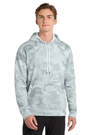 Sport-Tek ST240 Sport-Wick CamoHex Fleece Hooded Pullover in White