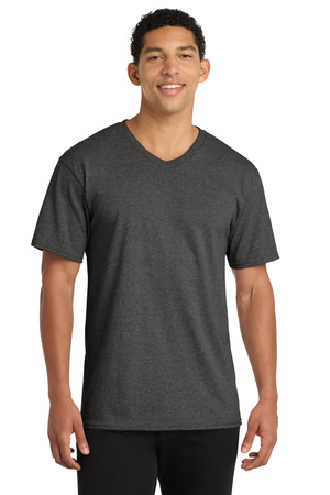 Port & Company PC54V Core Cotton V-Neck Tee in Dark Heather Grey