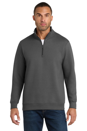 Port & Company PC850Q Fan Favorite Fleece 1/4-Zip Pullover Sweatshirt in Charcoal