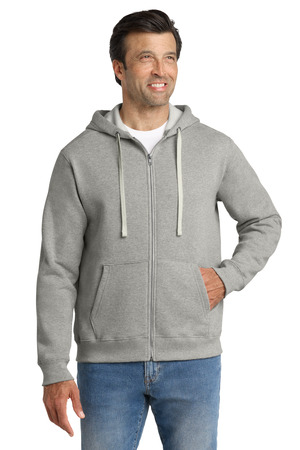 Volunteer Knitwear VL130ZH Chore Fleece Full-Zip Hoodie in Heather Grey