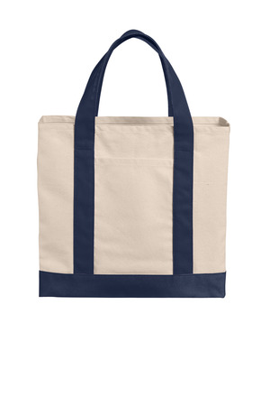 Port Authority BG429 Cotton Canvas Two-Tone Tote in Natural/ River Blue Navy