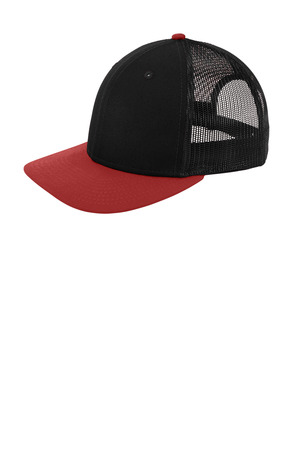 New Era NE207 Snapback Low Profile Trucker Cap in Black/ Scarlet