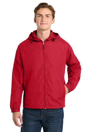 Sport-Tek JST73 Hooded Raglan Jacket in True Red