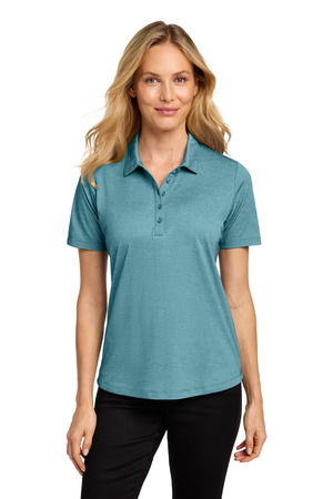 Port Authority LK830 Women's Fine Pique Blend Polo in Dark Teal Heather