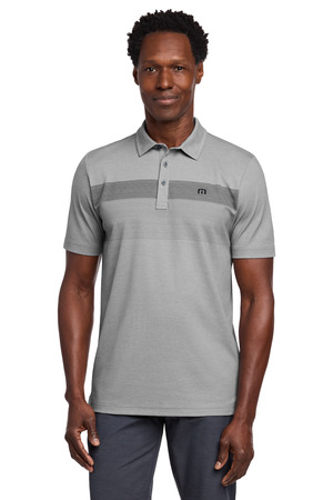 TravisMathew TM1MY402 Coastal Chest Stripe Polo in Quiet Shade Grey Heather
