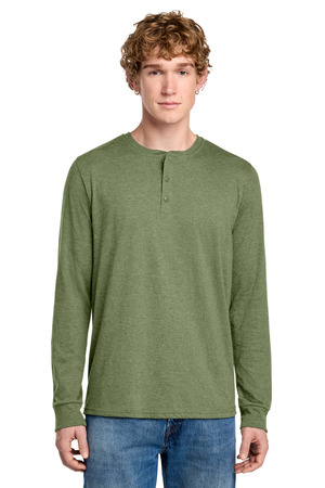District DT145 Perfect Tri Long Sleeve Henley in Military Green Frost