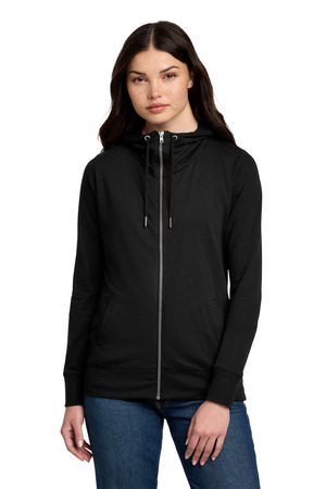 District DT673 Women's Featherweight French Terry Full-Zip Hoodie in Black