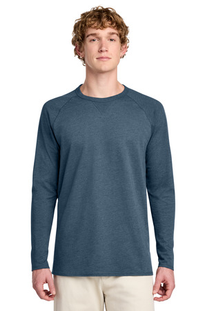 District DT572 Featherweight French Terry Long Sleeve Crewneck in Washed Indigo