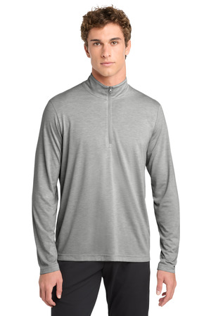 Sport-Tek ST407 PosiCharge Tri-Blend Wicking 1/4-Zip Pullover in Light Grey Heather